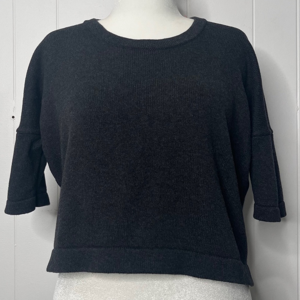 Lululemon Bhakti Reality Short Sleeve Sweater in Heathered Black Size 8 W3I34S